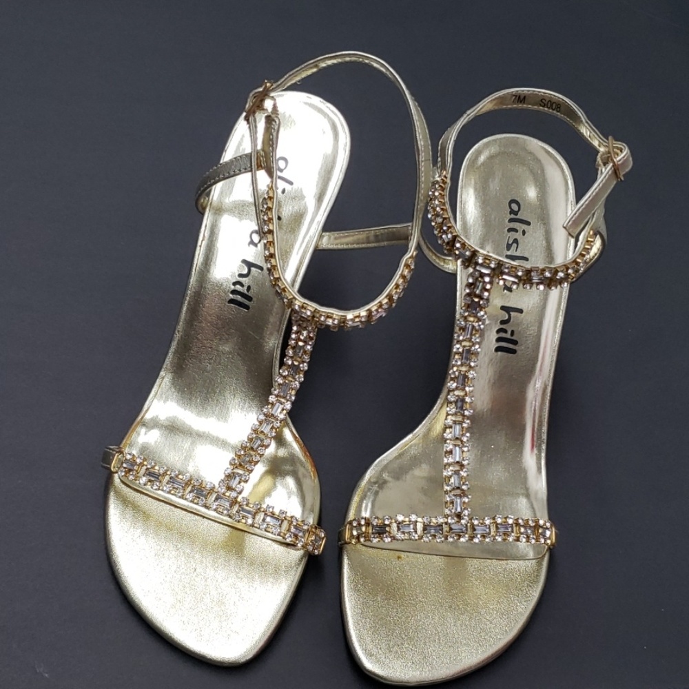Alisha Hill Gold & Rhinestone heels